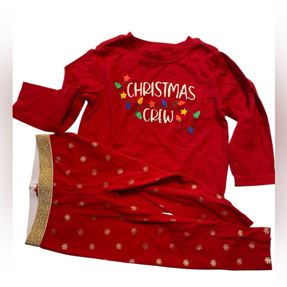Holiday Time Red Christmas Crew Christmas Set leggings t-shirt 2T